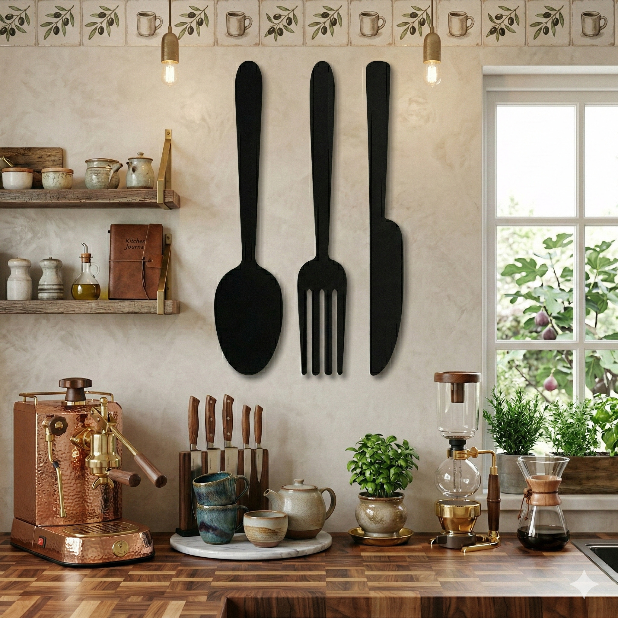 resimler/genel/Çatal Kaşık Bıçak Metal Tablo Seti