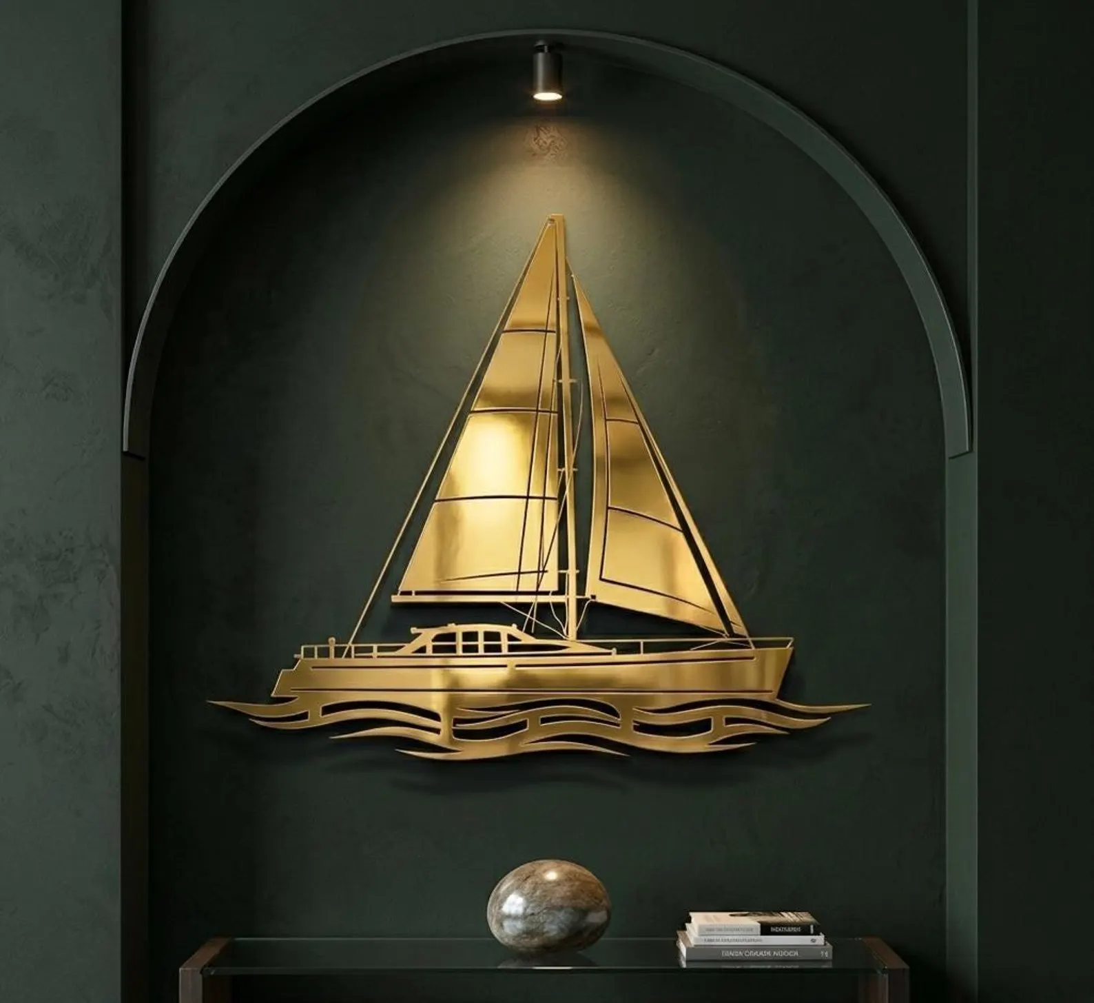 resimler/genel/Yelkenli Gemi Metal Duvar Dekoru - Modern Tasarım Gemi Tablosu