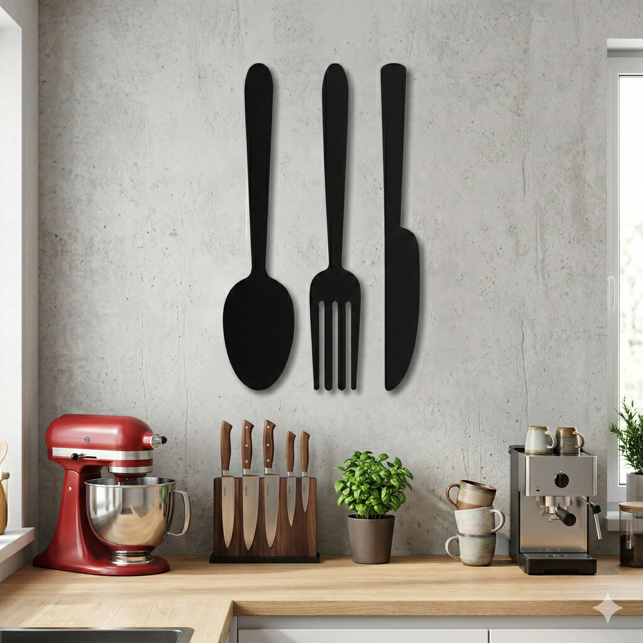 resimler/genel/Çatal Kaşık Bıçak Metal Tablo Seti