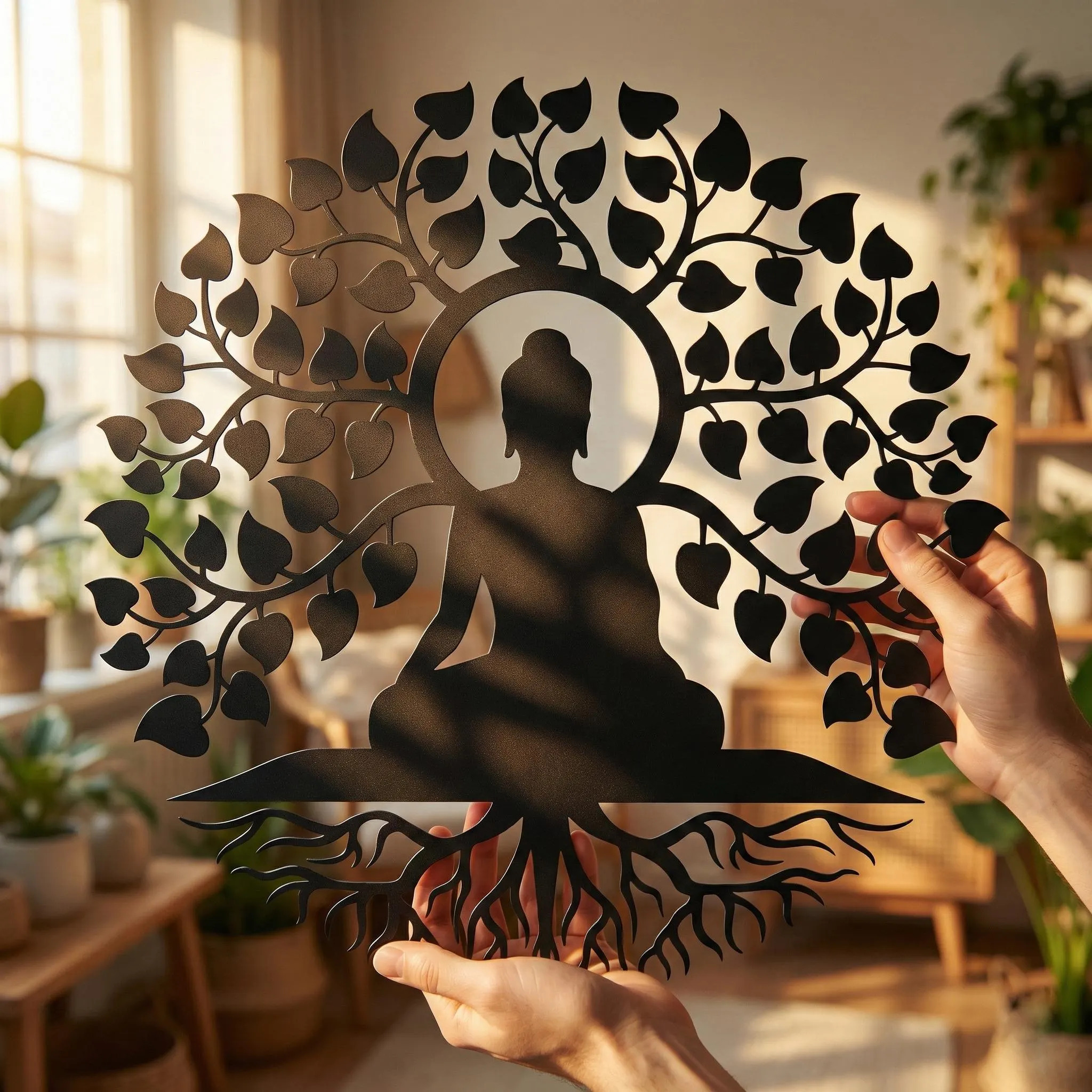 Buddha Hayat Ağacı Metal Duvar Dekoru