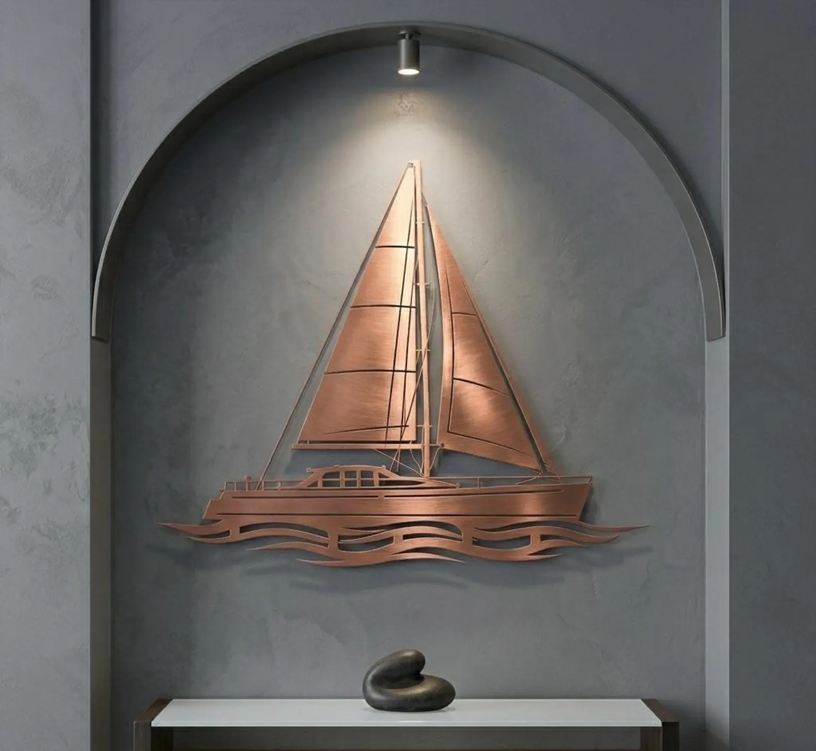 resimler/genel/Yelkenli Gemi Metal Duvar Dekoru - Modern Tasarım Gemi Tablosu