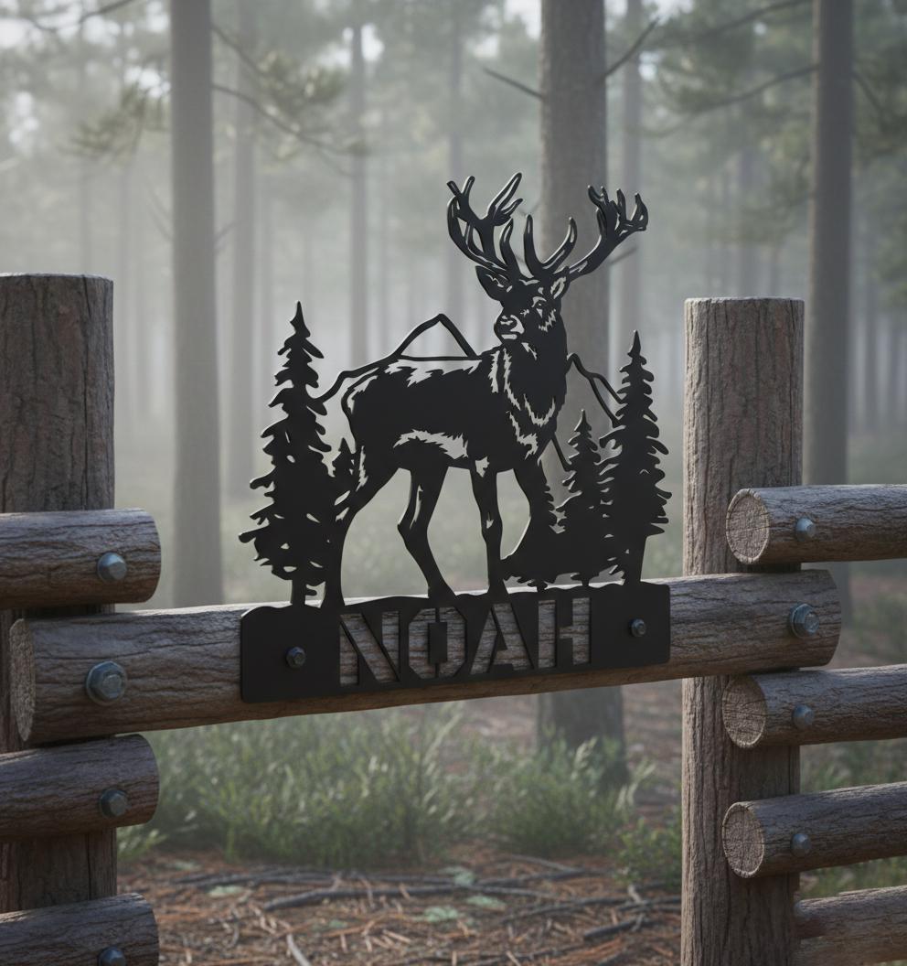 Kişiye Özel İsimli Geyik Metal Duvar Tablosu