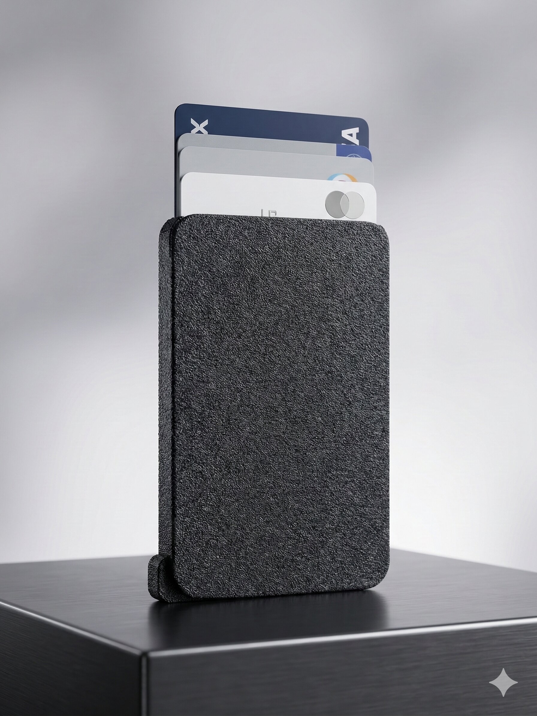 Modern Siyah Mekanik Kartlık | Minimalist Pop-Up Cüzdan