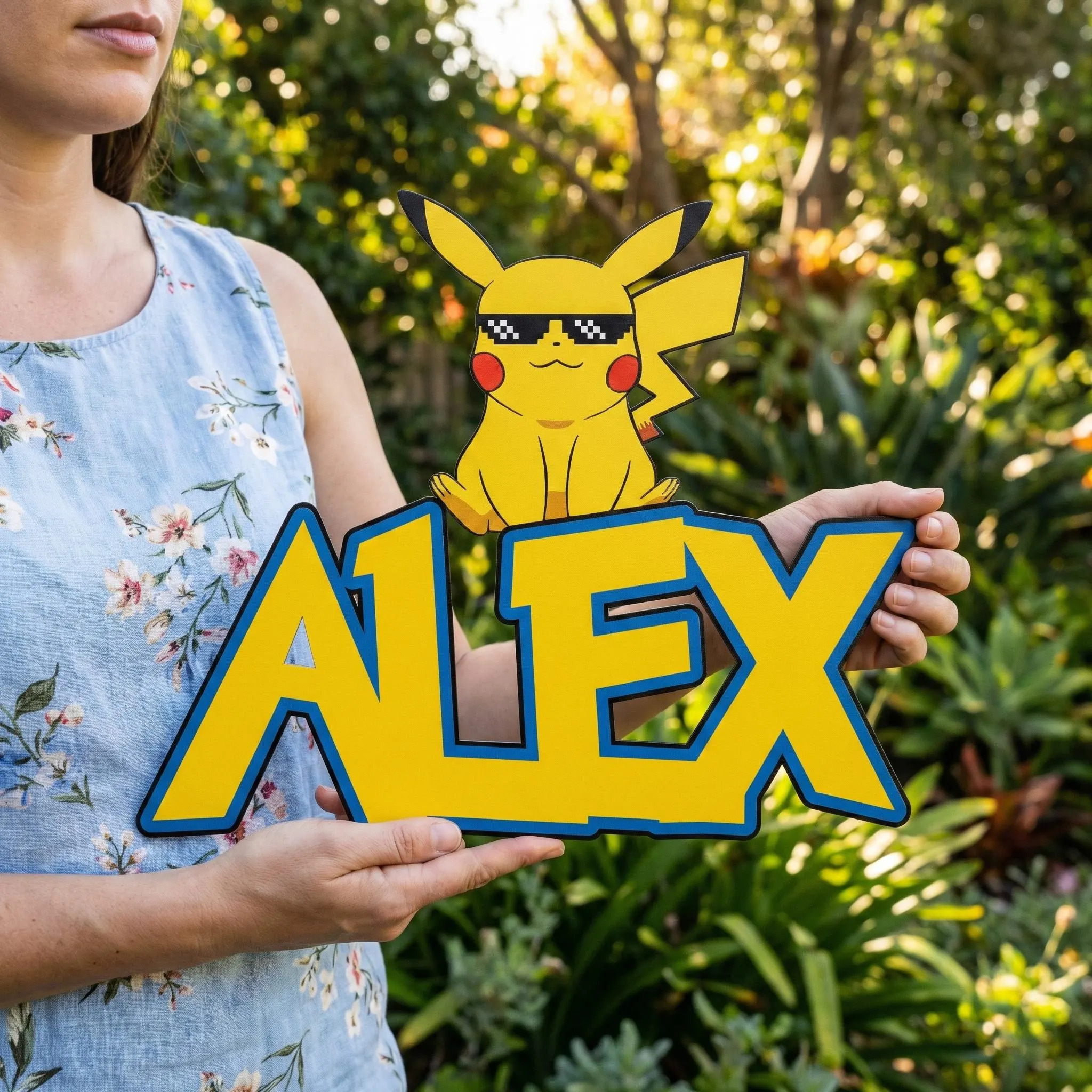 Pikachu Tasarımlı İsme Özel Metal Duvar Tablosu